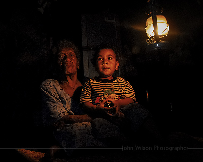 Fiji squatter Grand mother and grandson